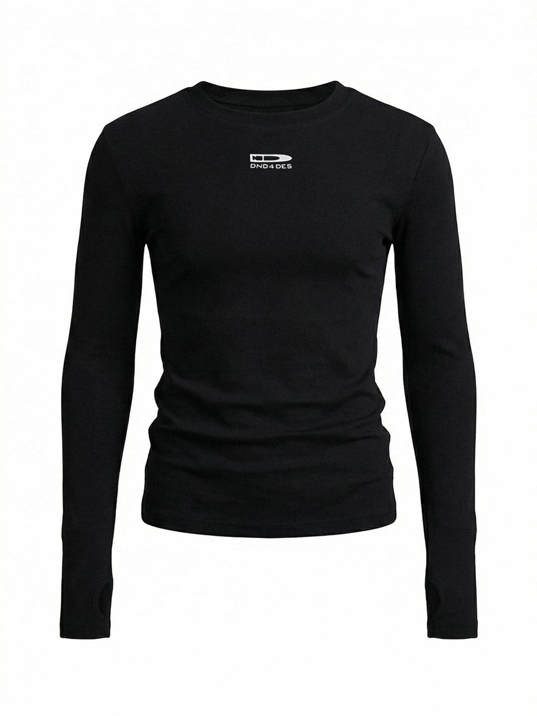 DND4DES | Street Bullet Logo Print Ribbed Slim-Fit Long Sleeve T-Shirt